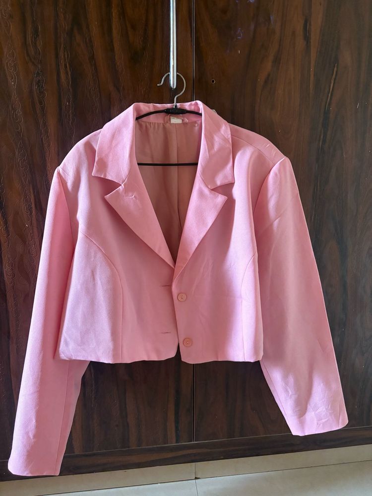 Pink Cropped Blazer
