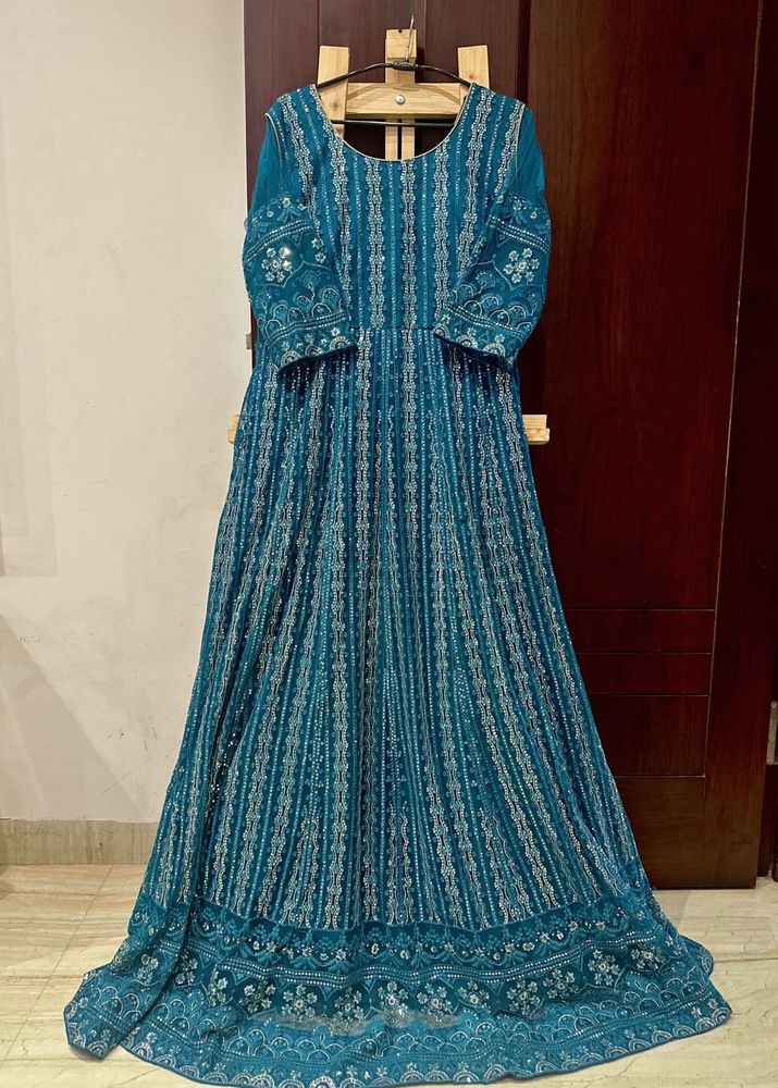 beautiful Lucknowi embroidered long Ethnic Gown