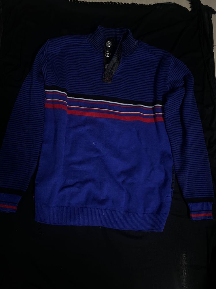 Blue With Multi Coloured Stripes Sweater