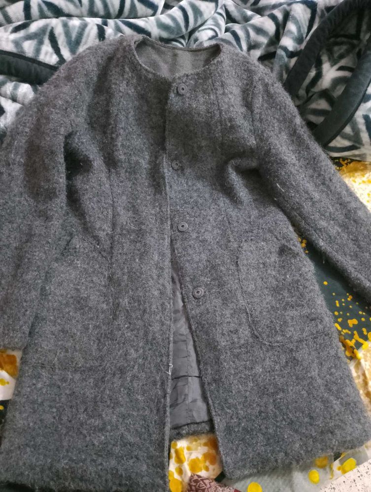 Gray Wool Blend Coat