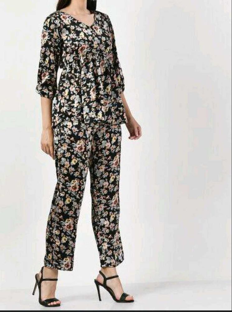 Floral Print Top &amp; Pant Set