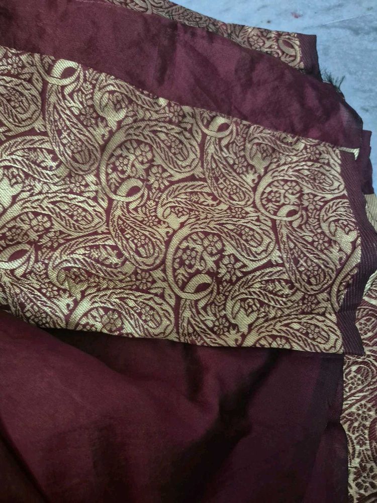 Party Wear Saree With Attached Blouse Piece
