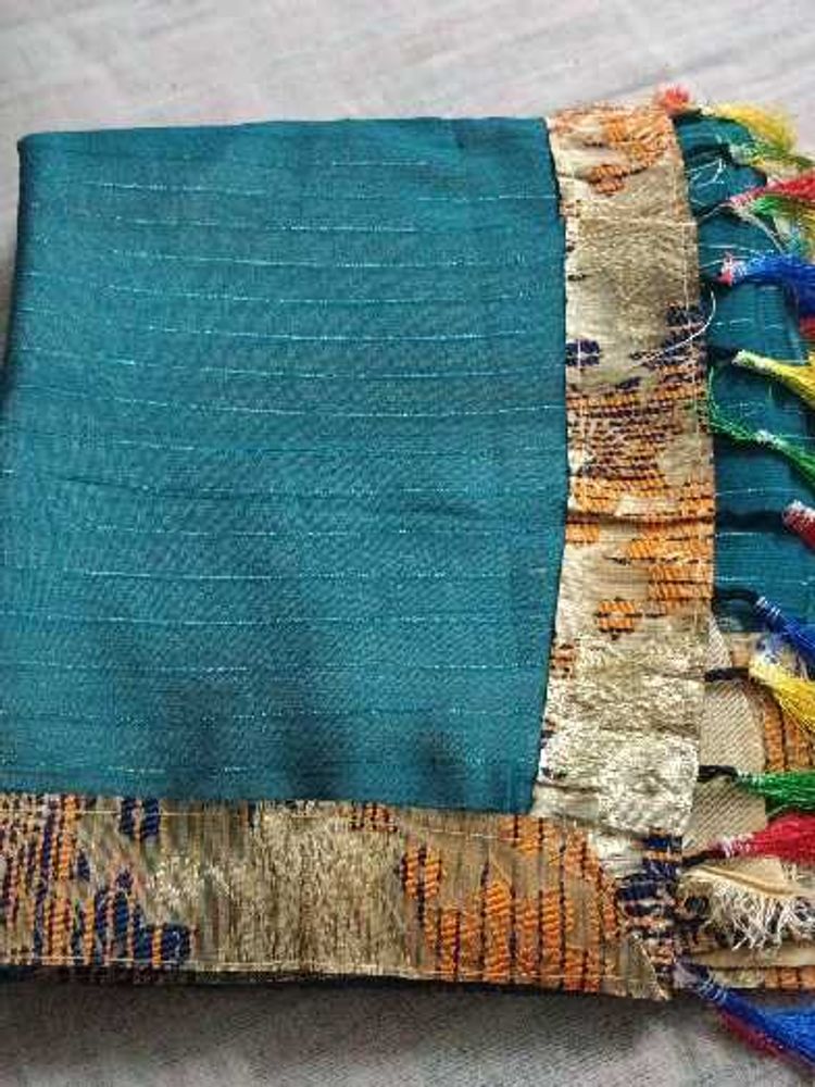 Elegant Teal Dupatta with Tassels