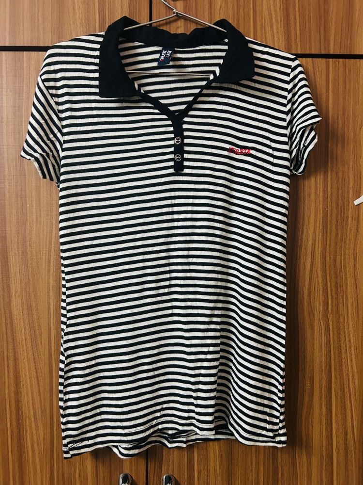 🖤Classic Striped Polo Top🤍