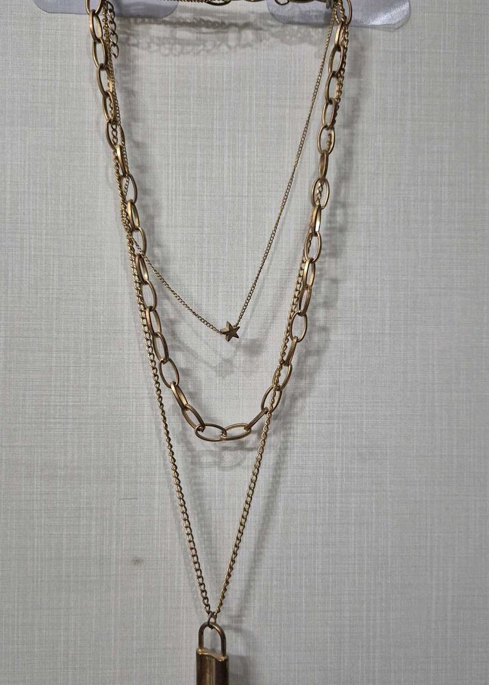 🔒✨ Triple Layered Charm Necklace