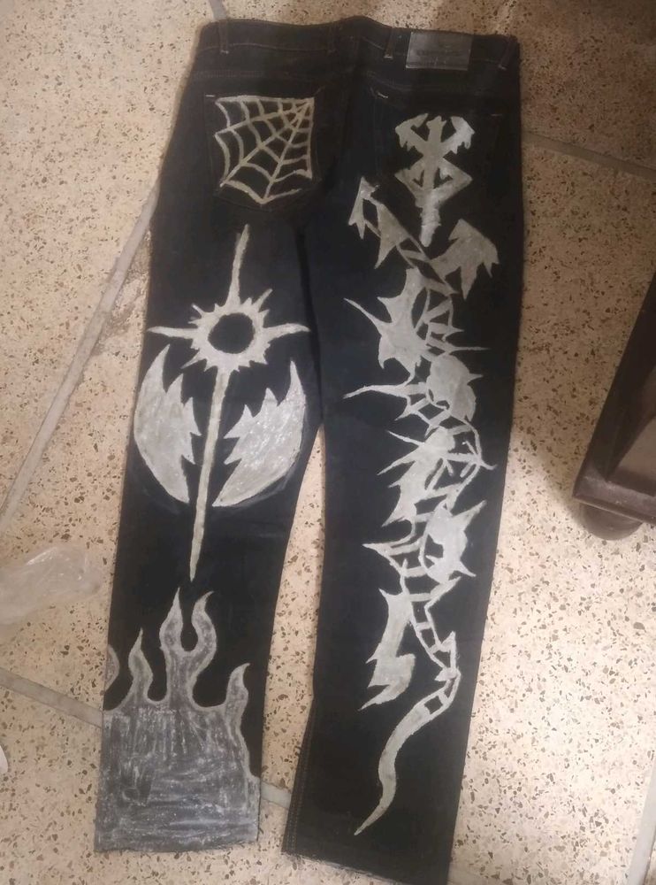 Custom bleached Black Jeans