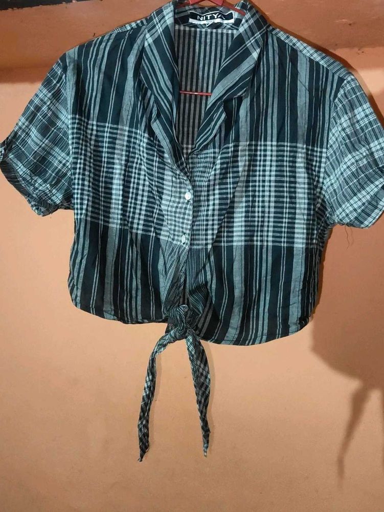 NITYA Striped Tie-Front Top