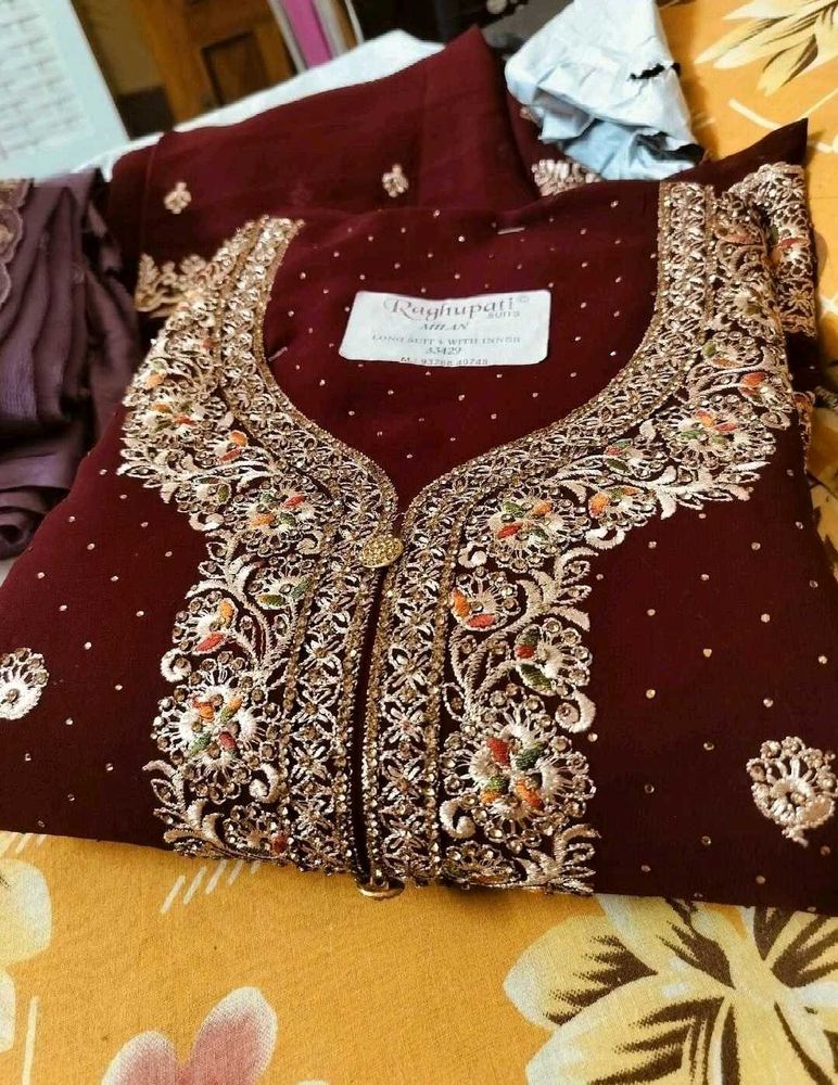 allover worked dress material