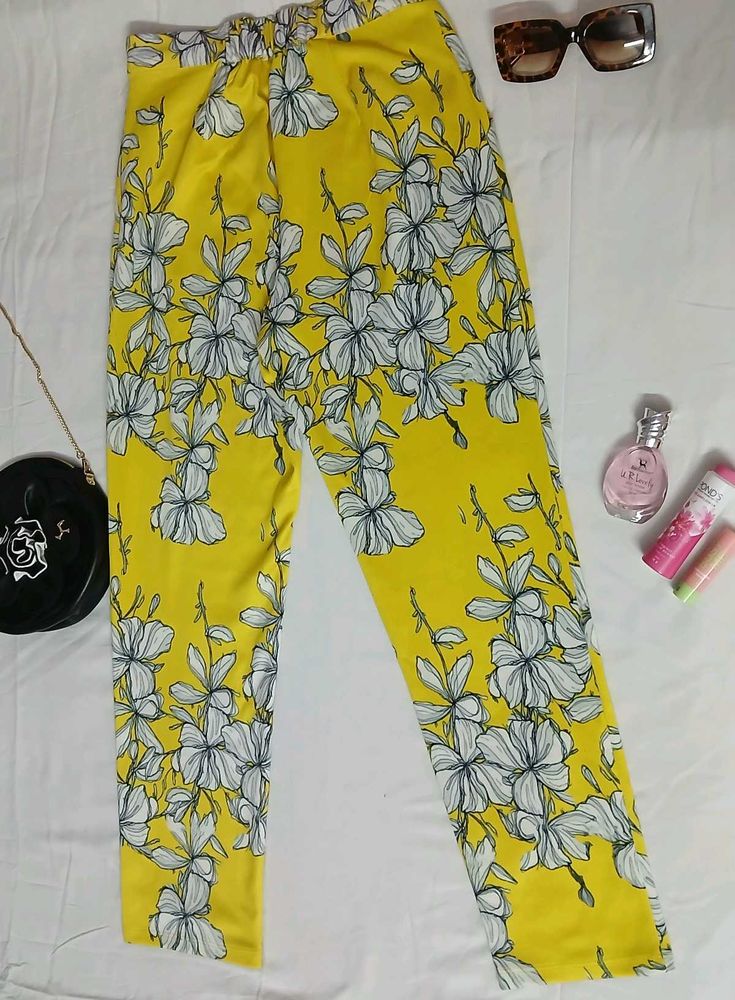 Floral Print Yellow Pants