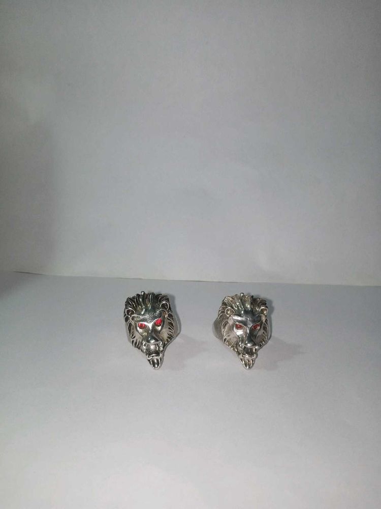 Pair of Lion Head Rings,  Stainless Steel