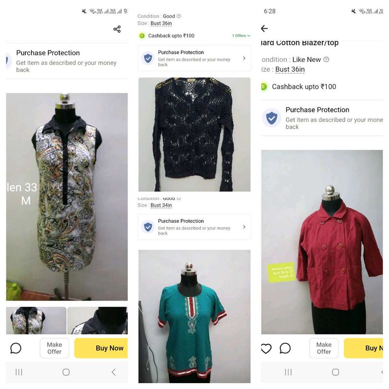 Combo 4 Top..size 34 To 36