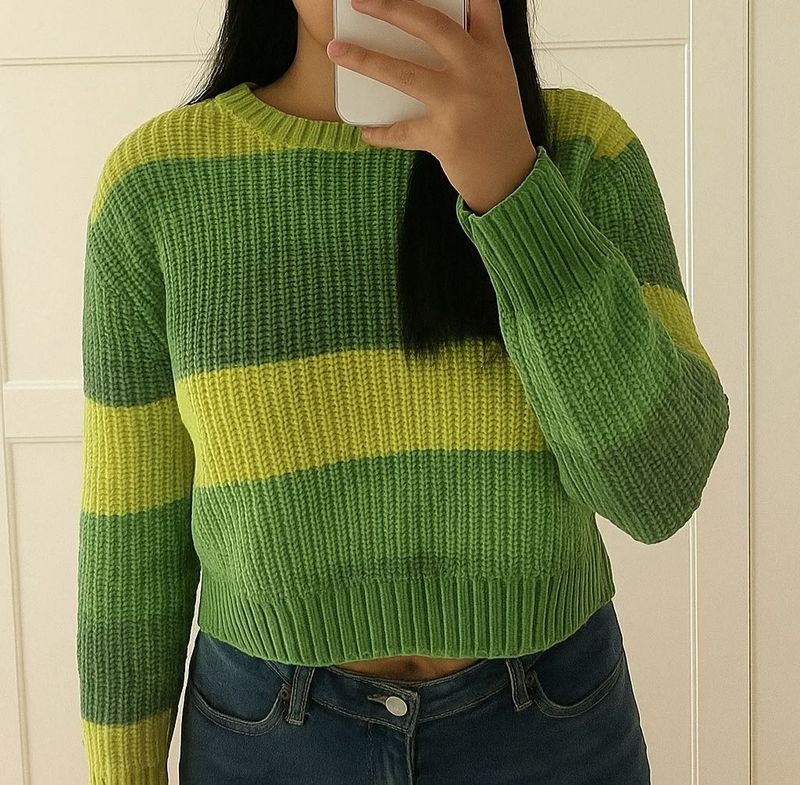 Y2K Striped Knit Cropped Sweater
