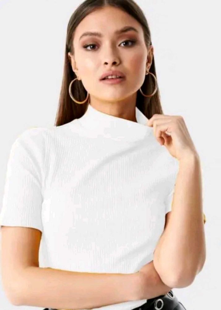 White Mock Neck Top
