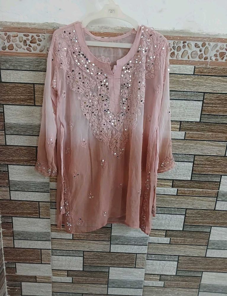 ombre mirror work Chikankari sharara