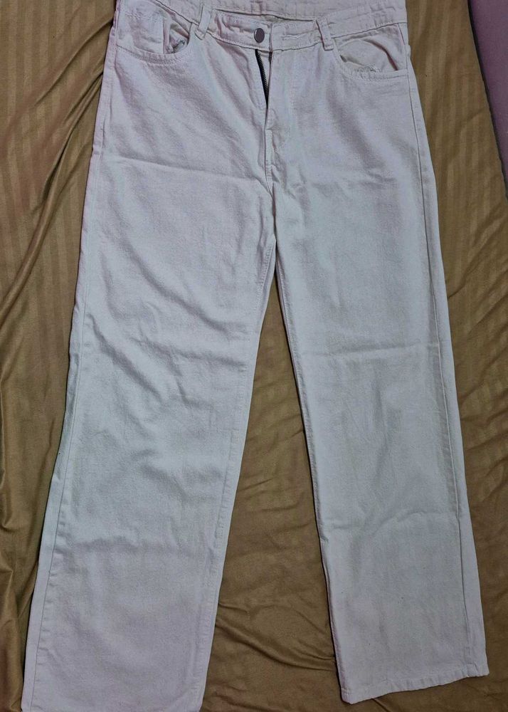Beige Baggy Wide leg jeans