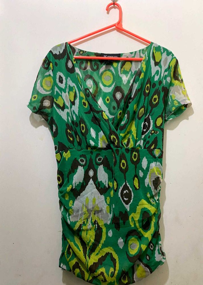 Green Patterned Top stretchy 36-44