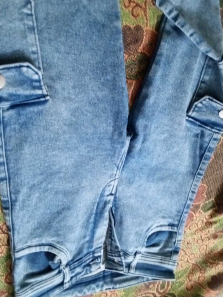Light Wash Cargo Jeans