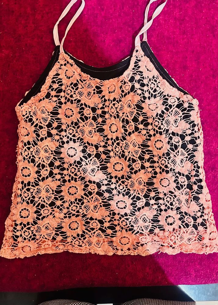 Peach Lace Cami Top