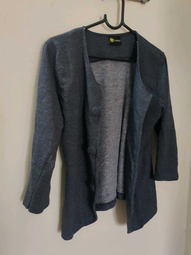 Gray Cotton Casual Coat | Half Sleeve |GoodConditi