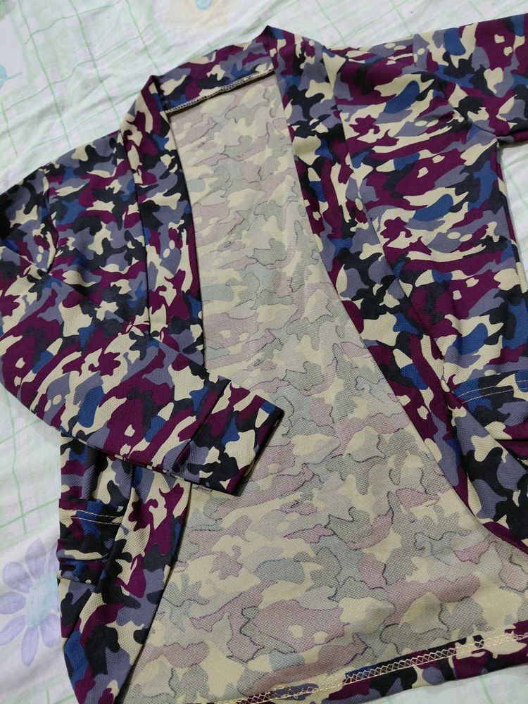Camo Open Front Cardigan