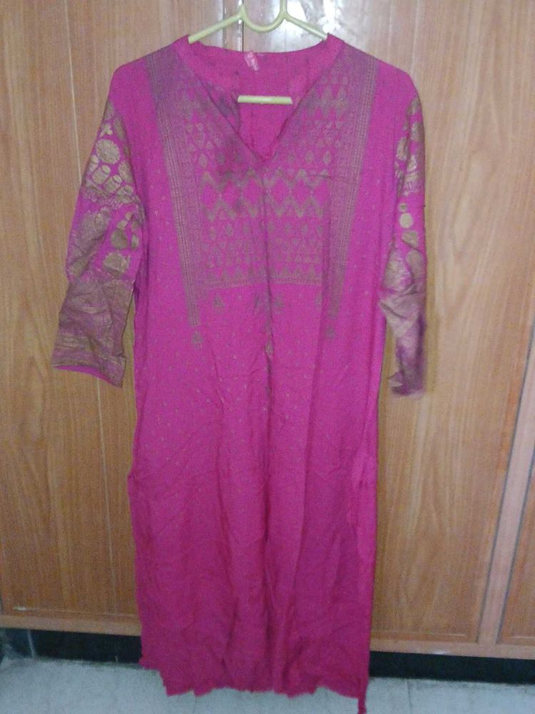Pink Printed Kurta