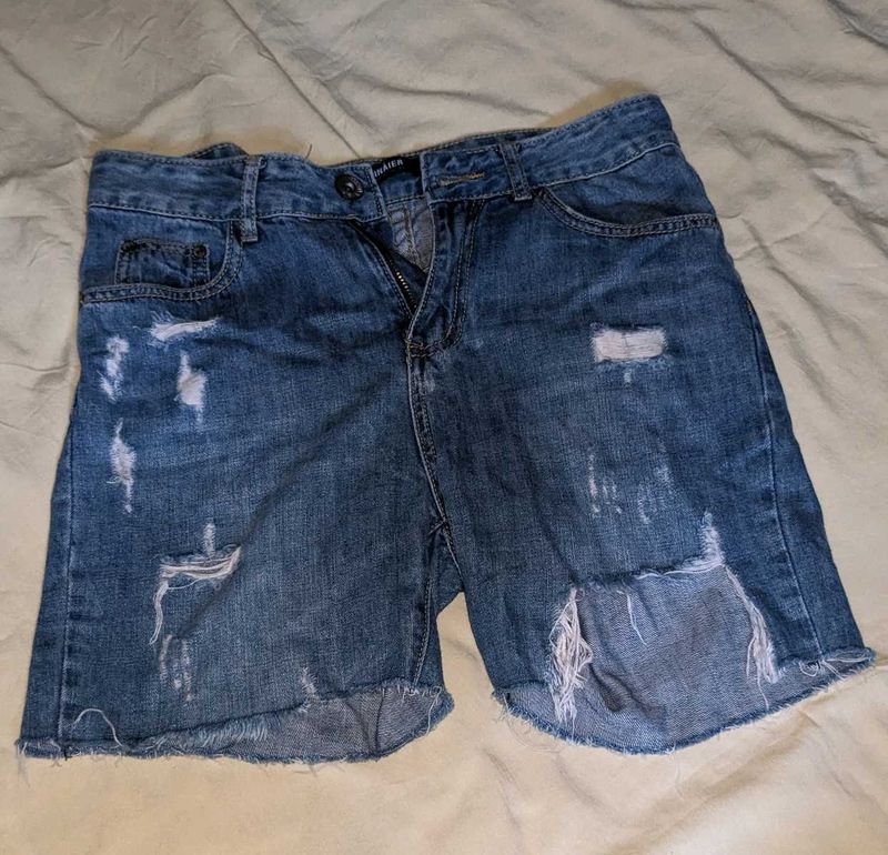 Distressed Denim Shorts