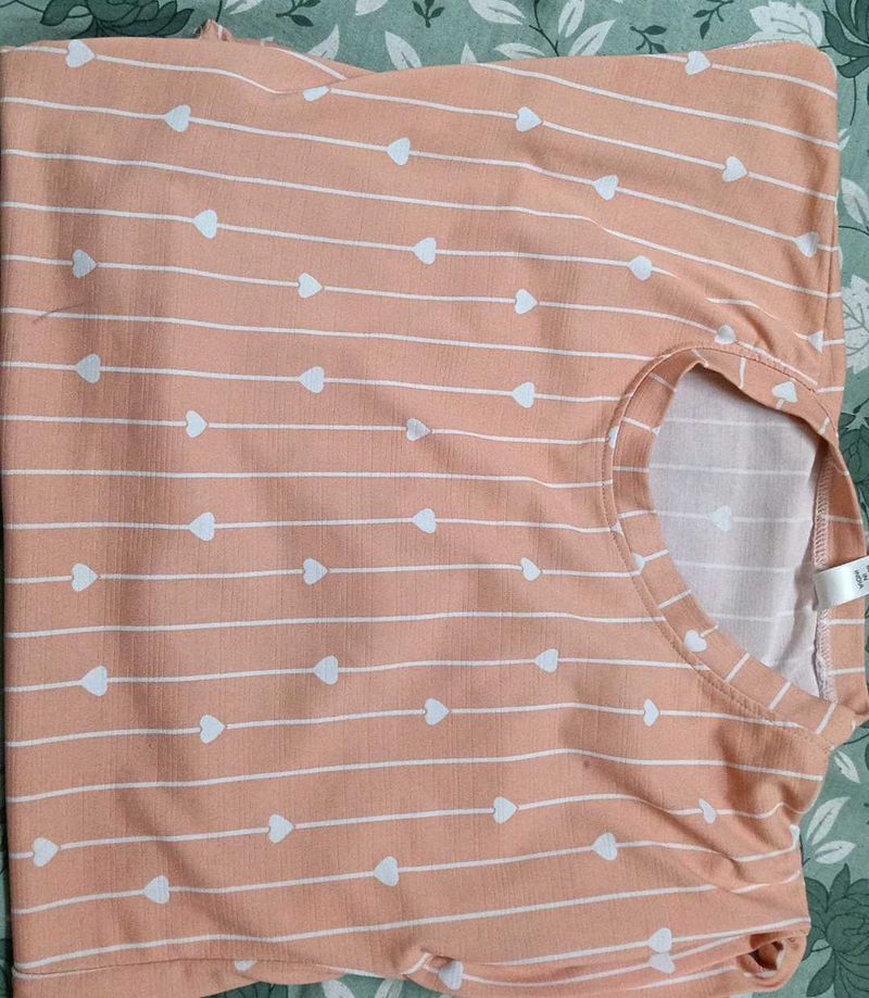 Peach Heart Print Tee