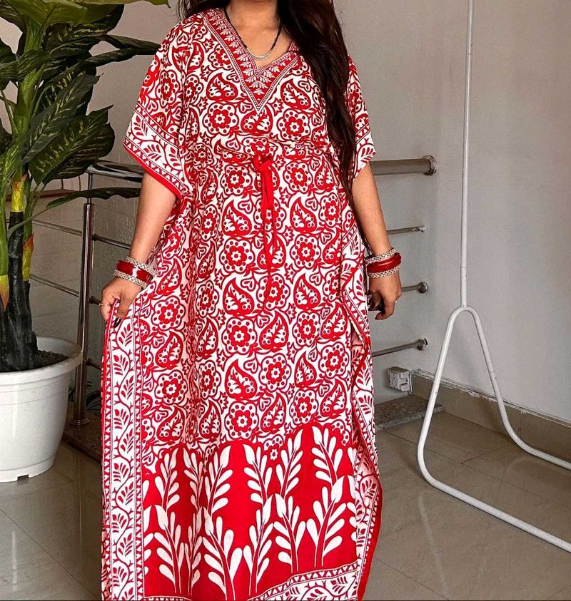 Red Printed Kaftan