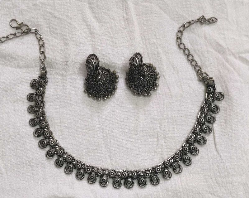 Oxidized Silver Necklace Set