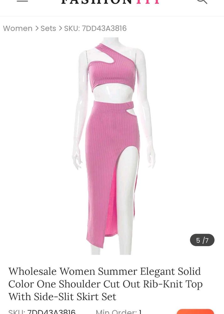One Shoulder And Slit Coord Set