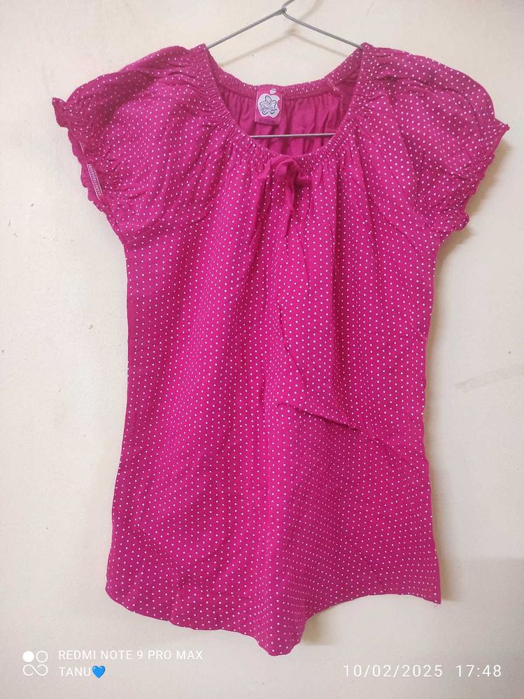 Very Cute Pink White Dotted Top