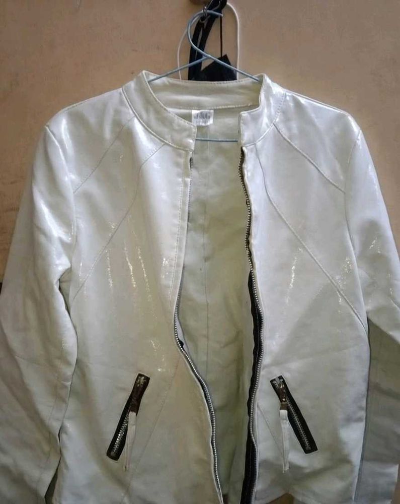 Stylish White Moto Jacket