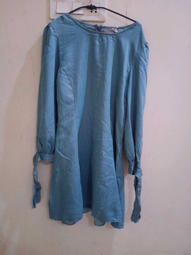 zara brand Blue Denim Style Dress