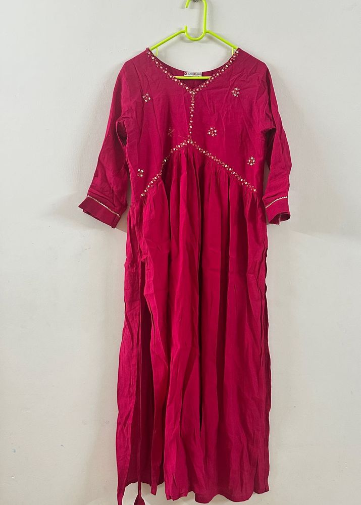 Elegant Pink Kurta Pant Set  (Best For L Size)
