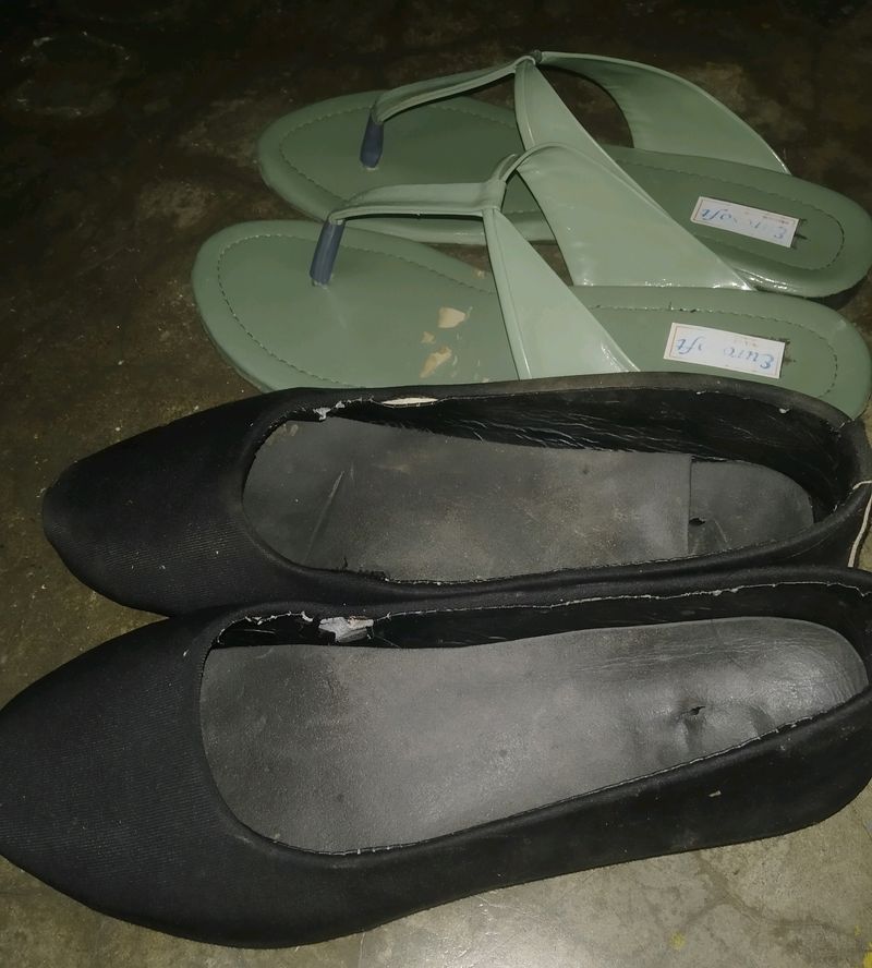 Combo Of 2 Women&#39;s Flat Jutti (Velly) &amp; Flat Chappals