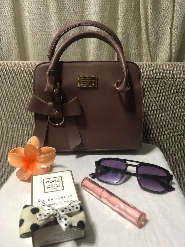 Mauve Leather Satchel