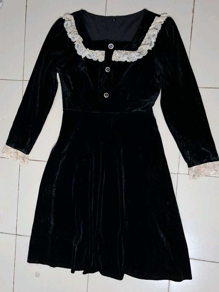 Black Velvet Lace Dress