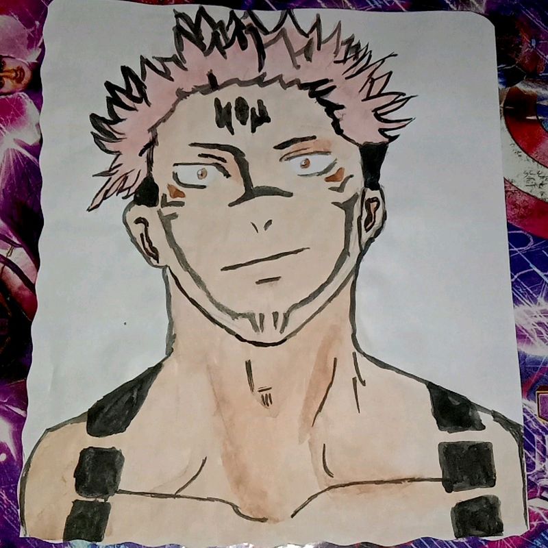 Ryomen Sukuna Art With Water Colour