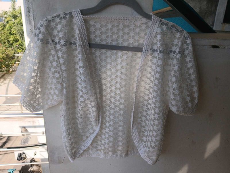 White Floral Lace Shrug