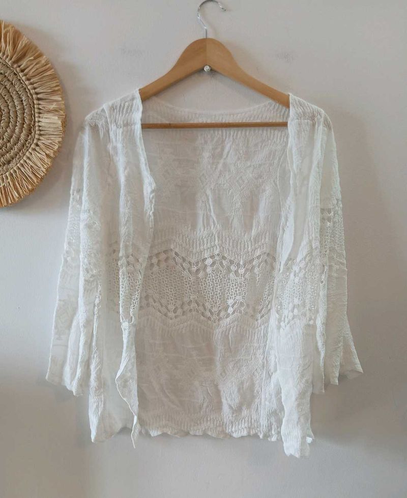 White Boho Shrug From Bali