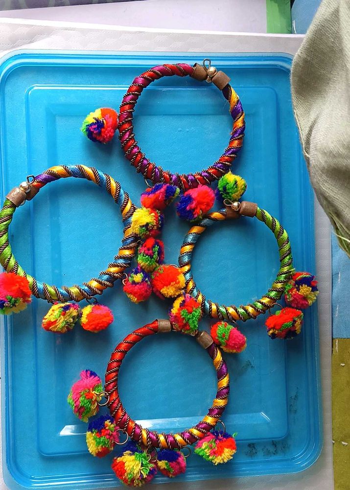 Colourful Pom Bracelet For Navratri