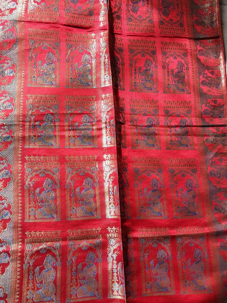 Red Banarasi Silk dupatta