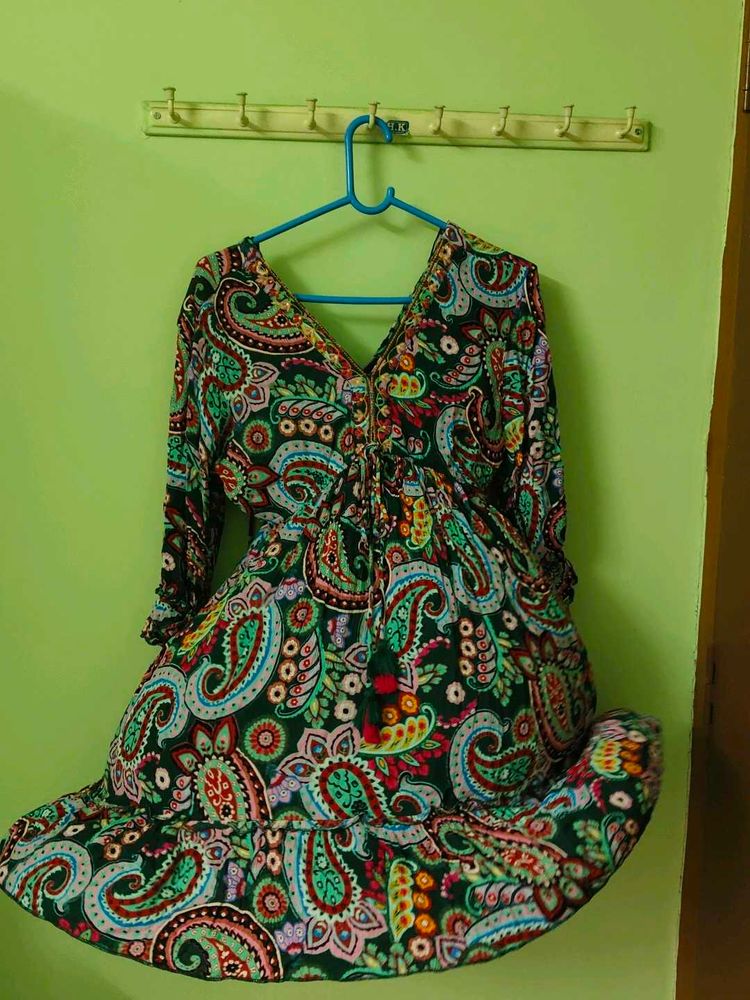 Paisley Print Mini Dress