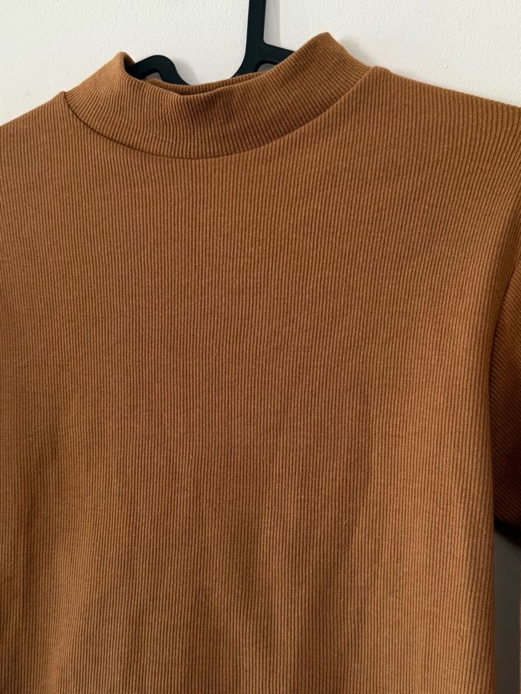 Brown Mock Neck Top