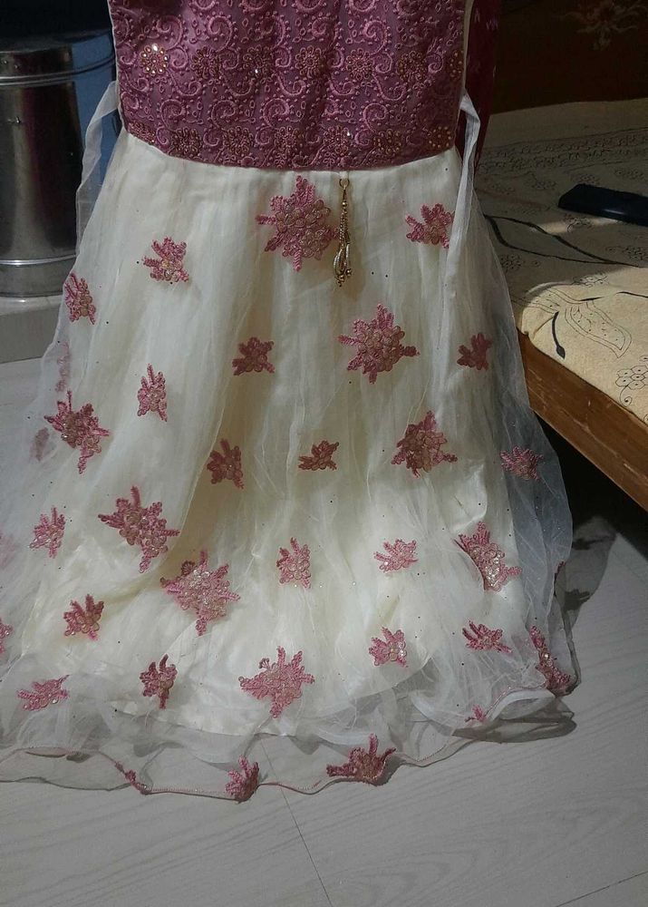 Girls Pink and White Party Dress