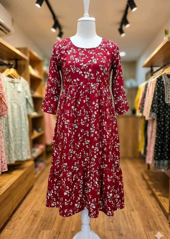 Red Floral Print Dress