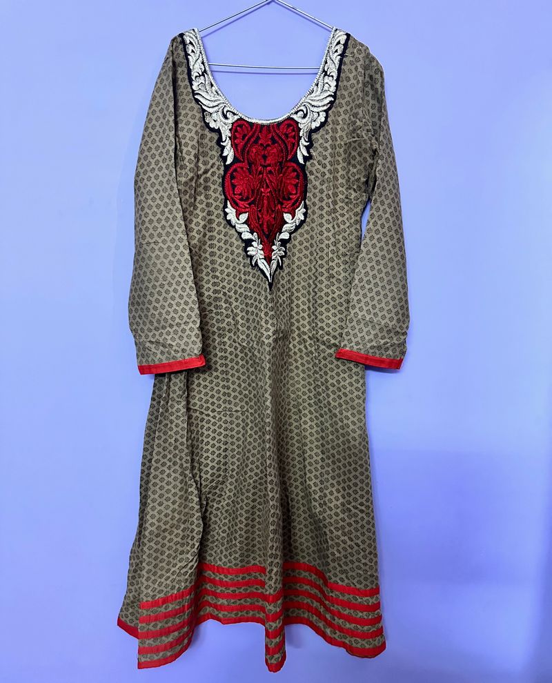 Grey Anarkali Kurta -S