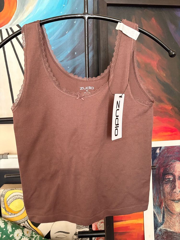 Zudio Brown Lace Tank Top
