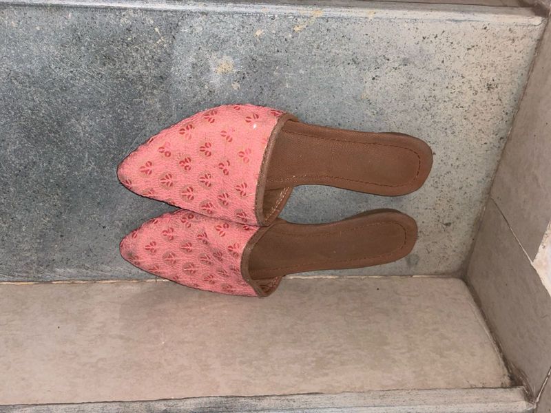 Pink Embellished Mules