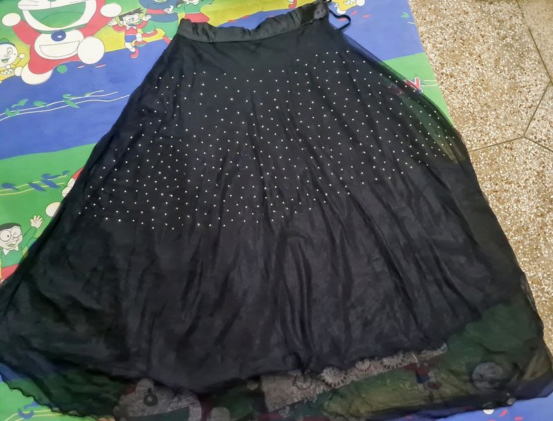 Long Black Skirt With Golden Beads🖤